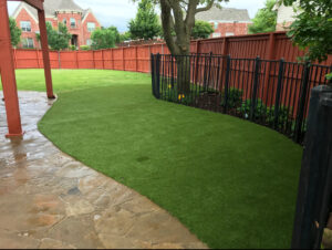 residential lawn with artificial turf