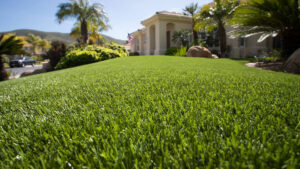residential lawn built with artificial grass