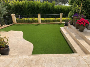 residential lawn built with artificial turf