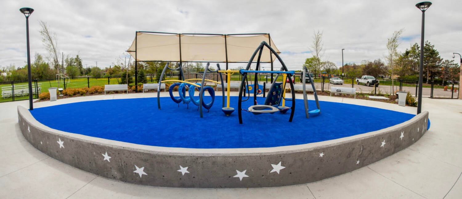 Blue artificial playground padding from SYNLawn