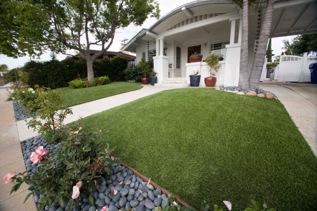 Residential artificial grass front yard