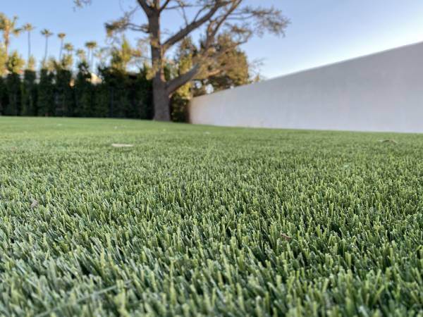 close up view of residential artificial grass