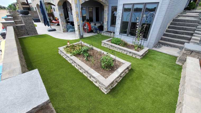 Artificial grass planter area