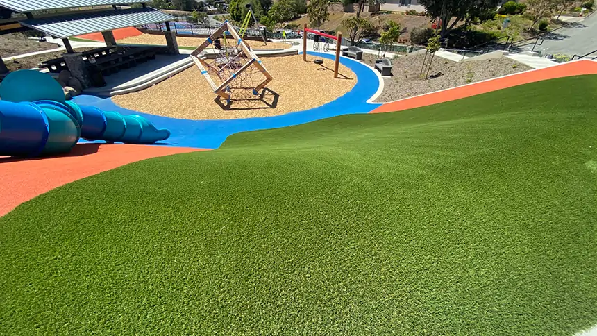 Artificial grass playground installed by SYNLawn