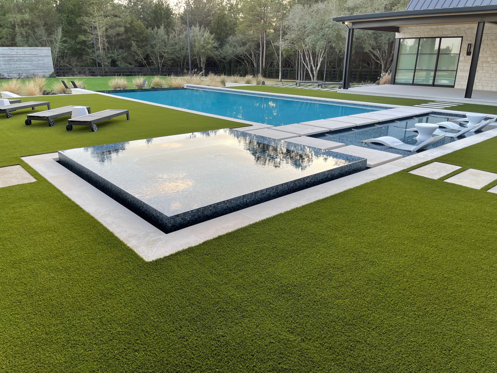 pool area artificial turf installation synlawn